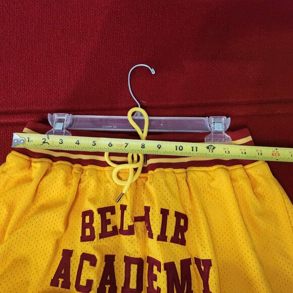 Bel-Air Academy Basketball Shorts Yellow & Red Size M Athletic Mesh Sports Appar - Picture 3 of 12